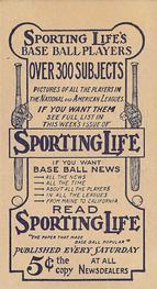 1910-11 Sporting Life M116 #NNO Harry Hooper Back