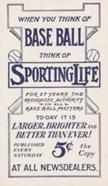 1910-11 Sporting Life M116 #NNO Al Schweitzer Back
