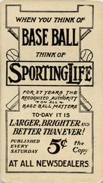 1910-11 Sporting Life M116 #NNO Rube Waddell Back