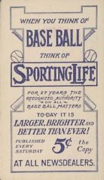 1910-11 Sporting Life M116 #NNO Wild Bill Donovan Back