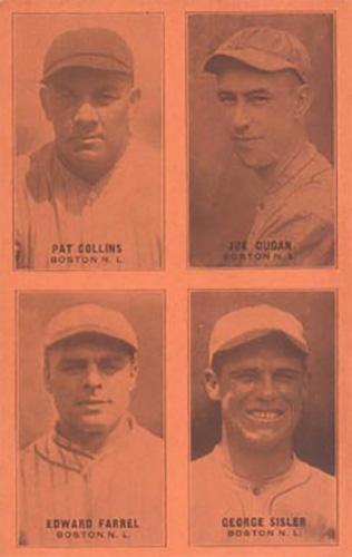 1929-30 Exhibits Four-in-One W463-1 #NNO Pat Collins / Joe Dugan / Edward Farrell / George Sisler Front