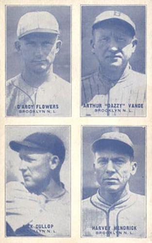 1929-30 Exhibits Four-in-One W463-1 #NNO D'Arcy Flowers / Arthur 'Dazzy' Vance / Nick Cullop / Harvey Hendrick Front