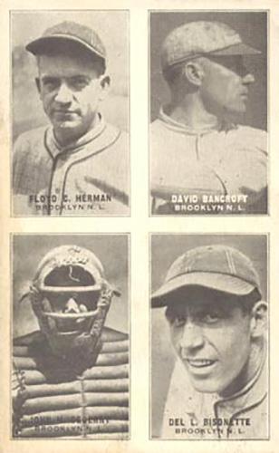1929-30 Exhibits Four-in-One W463-1 #NNO Babe Herman / David Bancroft / John H. DeBerry / Del L. Bisonette Front