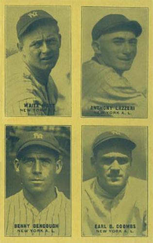 1929-30 Exhibits Four-in-One W463-1 #NNO Waite Hoyt / Anthony Lazzeri / Benny Bengough / Earle Coombs Front