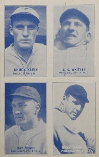 1931-32 Exhibits Four-in-One W463-2 #NNO Chuck Klein / Arthur C. Whitney / Ray Benge / Buzz Arlett Front