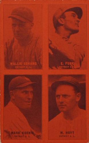 1931-32 Exhibits Four-in-One W463-2 #NNO Wallie Schang / Elias Funk / Mark Koenig / Waite Hoyt Front