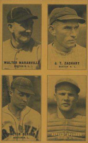 1933 Exhibits Four-in-One W463-3 #NNO Walter Berger / Rabbit Maranville / Al Spohrer / Tom Zachary Front