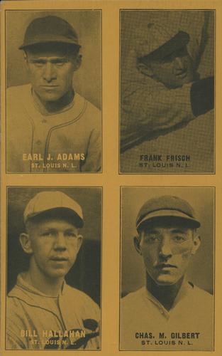 1933 Exhibits Four-in-One W463-3 #NNO Earl J. Adams / Frank Frisch / Bill Hallahan / Charles Gelbert Front