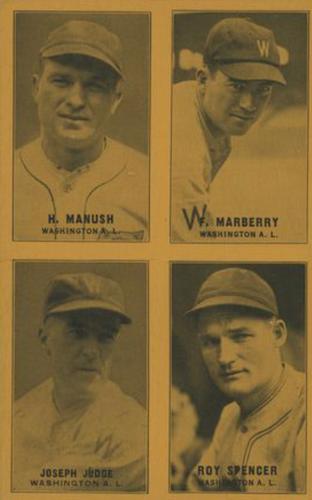 1933 Exhibits Four-in-One W463-3 #NNO Heinie Manush / Firpo Marberry / Joe Judge / Roy Spencer Front