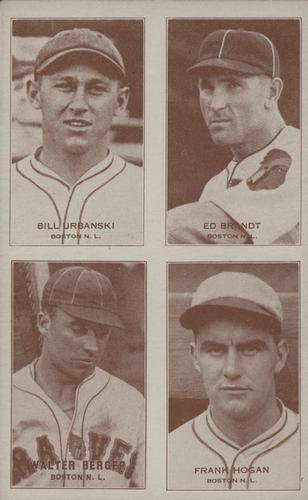 1934 Exhibits Four-in-One W463-4 #NNO Bill Urbanski / Ed Brandt / Walter Berger / Frank Hogan Front
