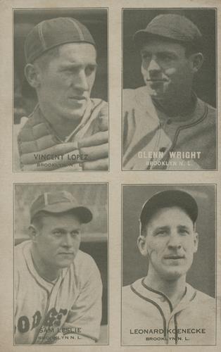 1934 Exhibits Four-in-One W463-4 #NNO Vincent Lopez / Glenn Wright / Sam Leslie / Leonard Koenecke Front