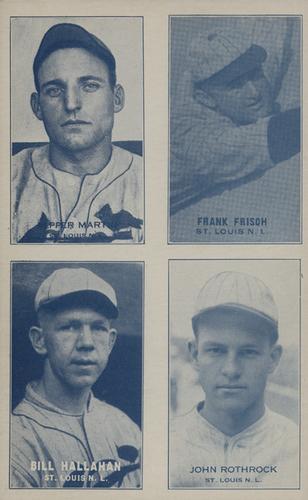 1934 Exhibits Four-in-One W463-4 #NNO Pepper Martin / Frank Frisch / Bill Hallahan / John Rothrock Front