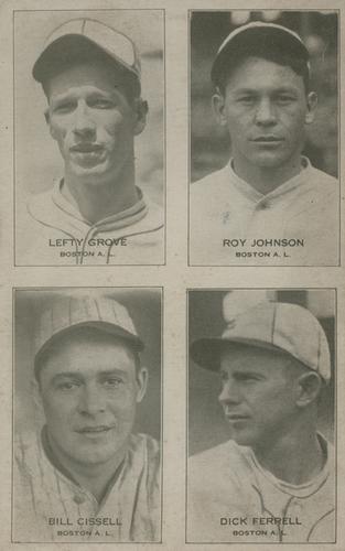 1934 Exhibits Four-in-One W463-4 #NNO Lefty Grove / Roy Johnson / Bill Cissell / Rick Ferrell Front