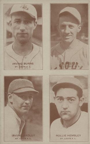1934 Exhibits Four-in-One W463-4 #NNO Irving Burns / Oscar Melillo / Irving Hadley / Rollie Hemsley Front