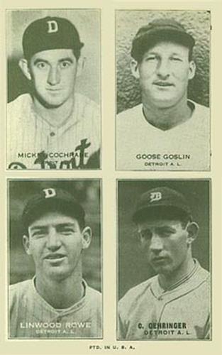 1935 Exhibits Four-in-One (W463-5) #NNO Mickey Cochrane / Goose Goslin / Lynwood Rowe / Charlie Gehringer Front