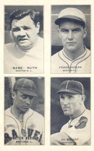 1935 Exhibits Four-in-One (W463-5) #NNO Babe Ruth / Frank Hogan / Walter Berger / Ed Brandt Front