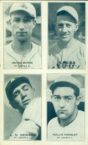 1935 Exhibits Four-in-One (W463-5) #NNO Irving Burns / Oscar Melillo / L.N. Newsom / Rollie Hemsley Front