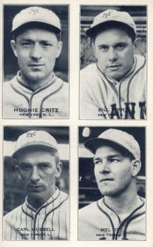 1935 Exhibits Four-in-One (W463-5) #NNO Hughie Critz / Bill Terry / Carl Hubbell / Mel Ott Front
