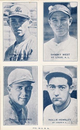1936 Exhibits Four-in-One (W463-6) #NNO Harlond Clift / Sammy West / Paul Andrews / Rollie Hemsley Front