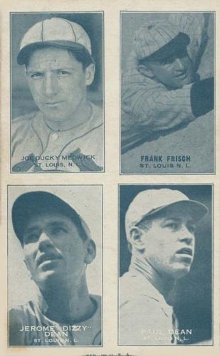 1936 Exhibits Four-in-One W463-6 #8 Joe Ducky Medwick / Frank Frisch / Jerome Dizzy Dean / Paul Dean Front