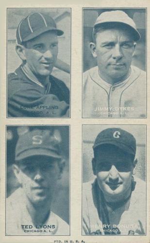 1936 Exhibits Four-in-One (W463-6) #NNO Luke Appling / Jimmie Dykes / Ted Lyons / Henry Bonura Front