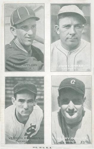 1937 Exhibits Four-in-One W463-7 #NNO Luke Appling / Jimmie Dykes / Vernon Kennedy / Henry Bonura Front