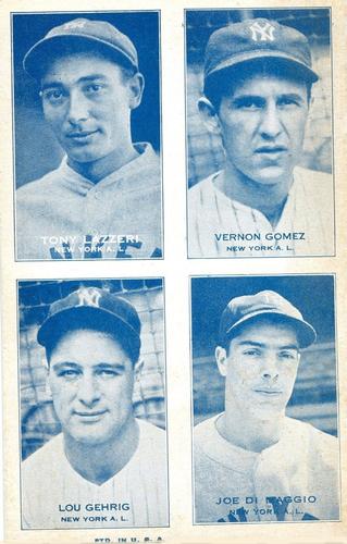 1937 Exhibits Four-in-One W463-7 #NNO Tony Lazzeri / Vernon Gomez / Lou Gehrig / Joe DiMaggio Front