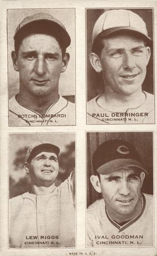 1938 Exhibits Four-in-One W463-8 #NNO Botchi Lombardi / Paul Derringer / Lew Riggs / Ival Goodman Front
