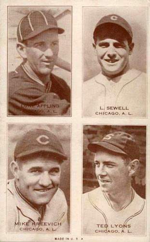 1938 Exhibits Four-in-One W463-8 #NNO Luke Appling / Luke Sewell / Mike Kreevich / Ted Lyons Front