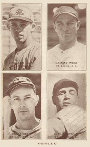 1938 Exhibits Four-in-One W463-8 #NNO Harlond Clift / Sammy West / Beau Bell / Bobo Newsom Front