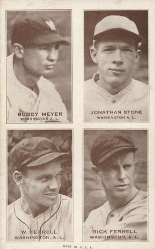 1938 Exhibits Four-in-One W463-8 #NNO Buddy Myer / John Stone / Wes Ferrell / Rick Ferrell Front
