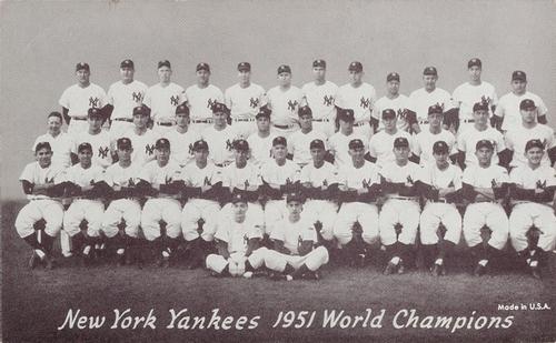 1947-66 Exhibits (W461) #NNO New York Yankees - 1951 World Champions Front