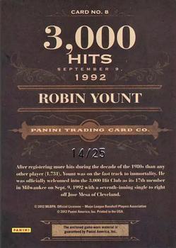2011 Panini Prime Cuts - Biography Materials #8 Robin Yount Back