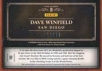 2011 Panini Prime Cuts - Emblems of the Hall Materials #19 Dave Winfield Back
