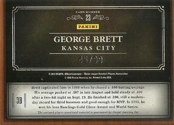 2011 Panini Prime Cuts - Emblems of the Hall Materials #23 George Brett Back