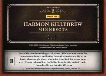 2011 Panini Prime Cuts - Emblems of the Hall Materials Prime #14 Harmon Killebrew Back