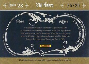 2011 Panini Prime Cuts - Icons Jersey Number Prime #28 Phil Niekro Back