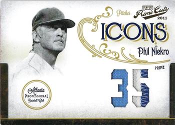 2011 Panini Prime Cuts - Icons Jersey Number Prime #28 Phil Niekro Front