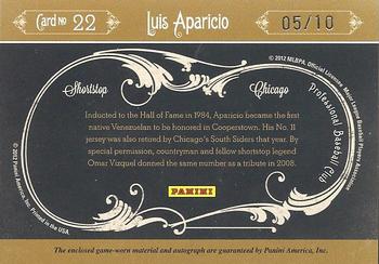 2011 Panini Prime Cuts - Icons Jersey Position Signatures #22 Luis Aparicio Back