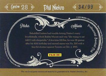 2011 Panini Prime Cuts - Icons Materials #28 Phil Niekro Back