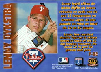 1996 Pacific Prism #P-52 Lenny Dykstra Back