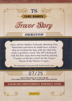 2011 Panini Prime Cuts - Prospect Signatures Platinum #TS Trevor Story Back