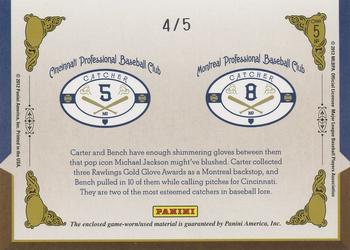 2011 Panini Prime Cuts - Timeline Material Combos #5 Gary Carter / Johnny Bench Back