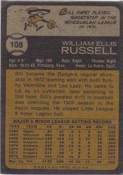 1973 Topps #108 Bill Russell Back