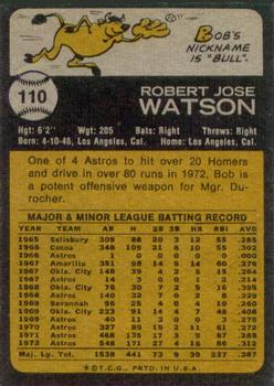 1973 Topps #110 Bob Watson Back