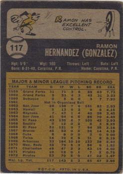 1973 Topps #117 Ramon Hernandez Back