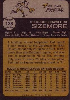 1973 Topps #128 Ted Sizemore Back