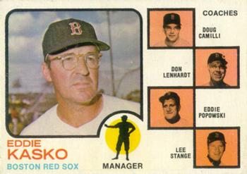 1973 Topps #131 Red Sox Field Leaders (Eddie Kasko / Doug Camilli / Don Lenhardt / Eddie Popowski / Lee Stange) Front