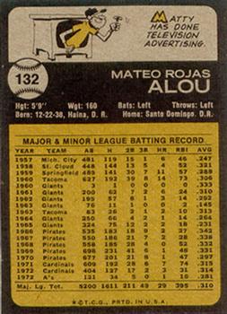 1973 Topps #132 Matty Alou Back