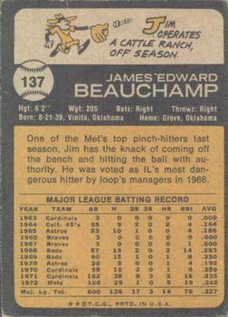 1973 Topps #137 Jim Beauchamp Back